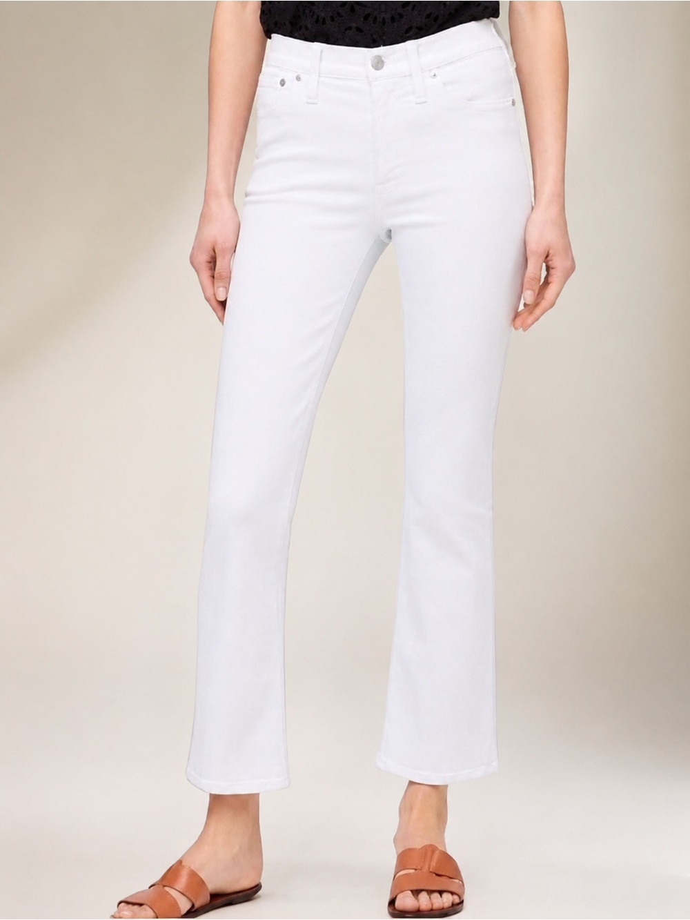 J. Crew White Billie Demi Boot Crop Jeans Kick-flare Denim Pants Size 27 EUC